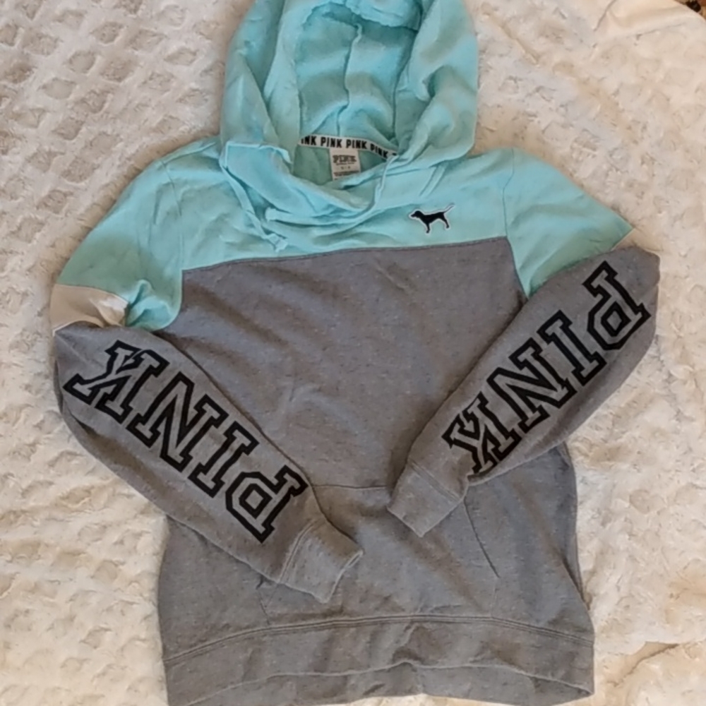 PINK VS Victoria secret gray blue white long sleeve hoodie small